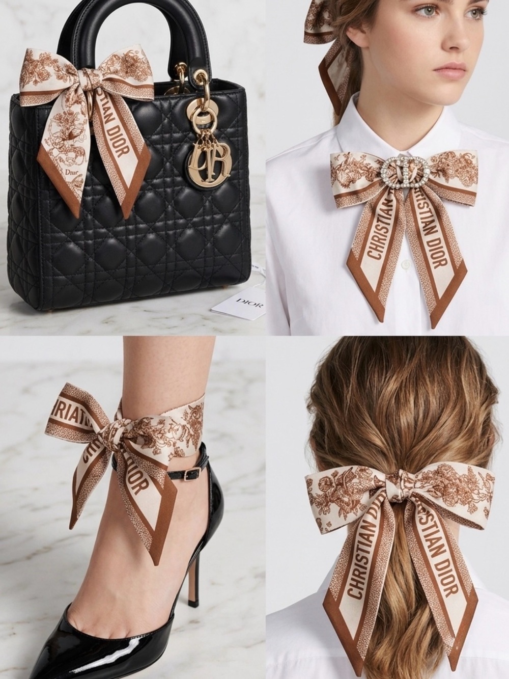 Dior mitzah scarf Brown 100% silk new with tag AMAZING